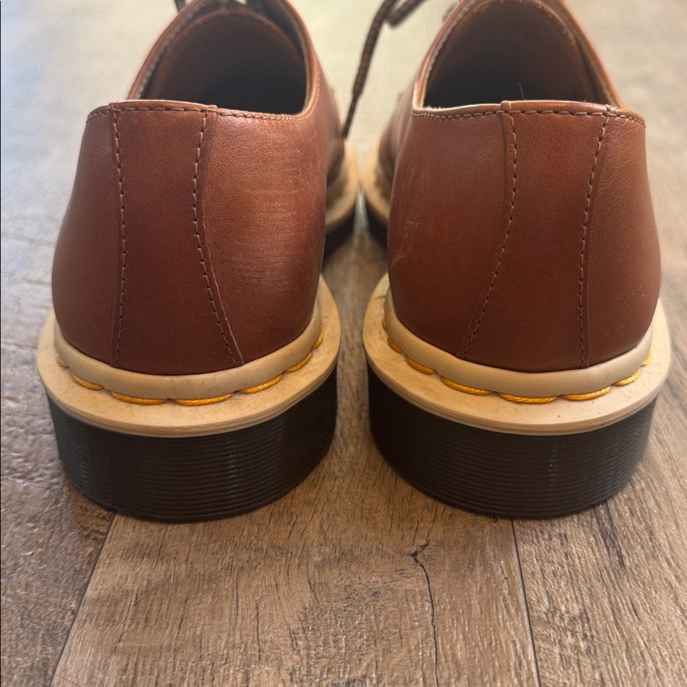 Dr. Martens Brown Leather Derby Shoes with Cream Soles - Picture 4 of 12